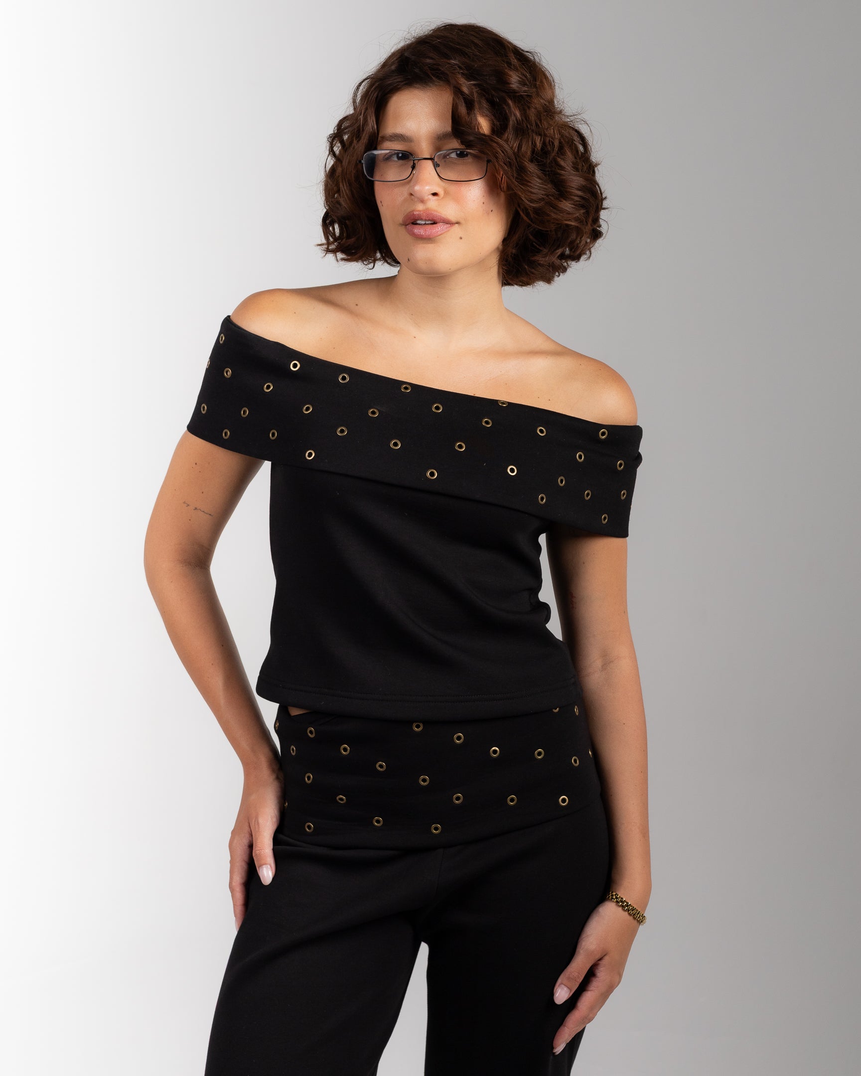The Foldover Studded Top